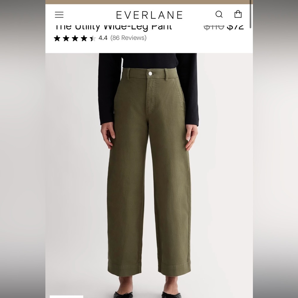 Everlane Olive Utility Wide-Leg Pants